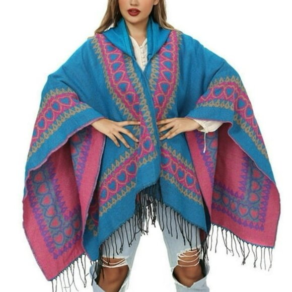 Follow Your Heart Fringed Boho Poncho - Picture 1 of 12